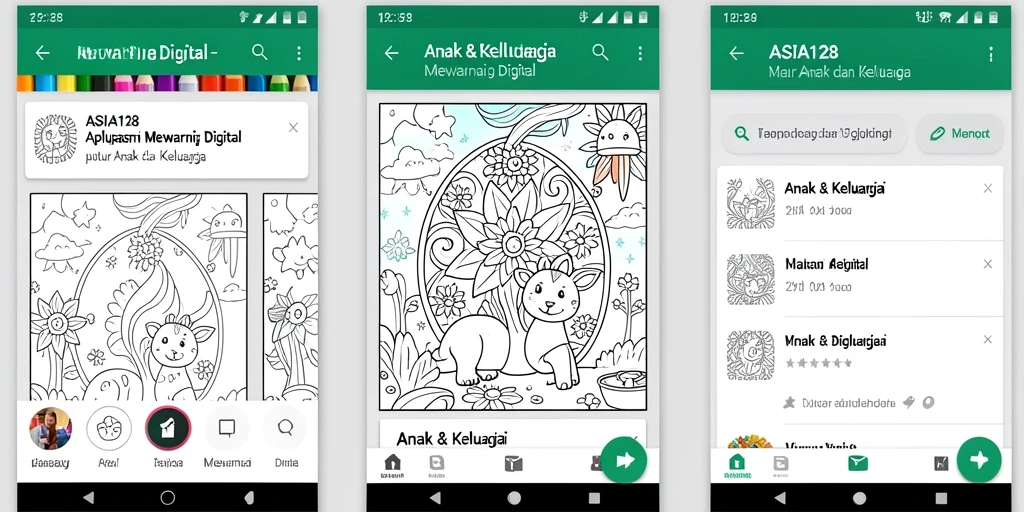 Tampilan antarmuka warna-warni dari aplikasi Mewarnai Digital ASIA128.