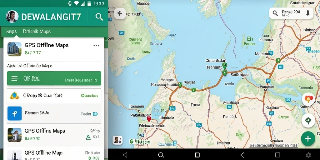 Antarmuka pengguna DEWALANGIT77 menampilkan peta offline yang lengkap dan ramalan cuaca.