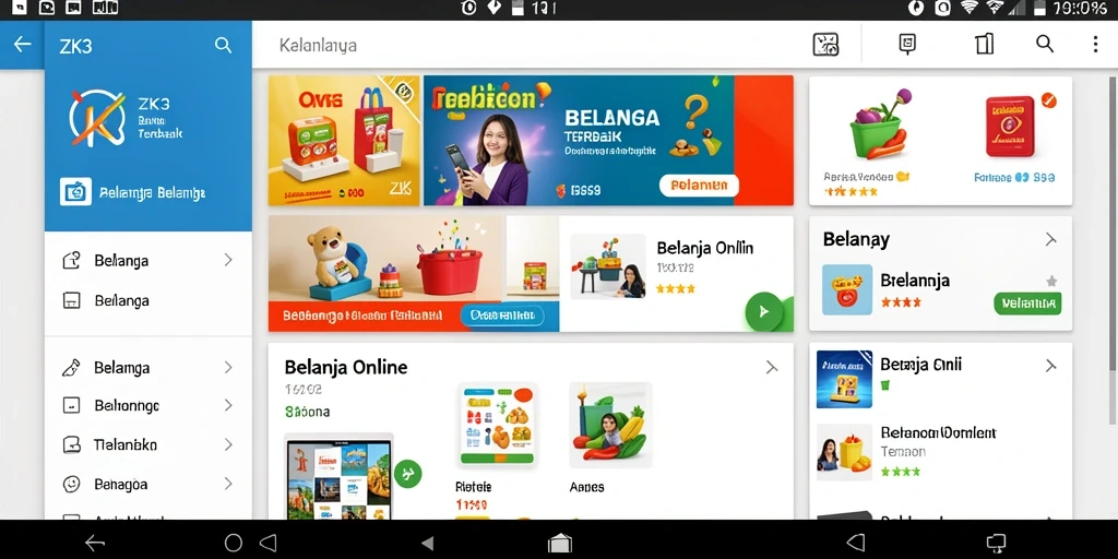 Tampilan antarmuka aplikasi ZK3 untuk Belanja Online yang menarik.