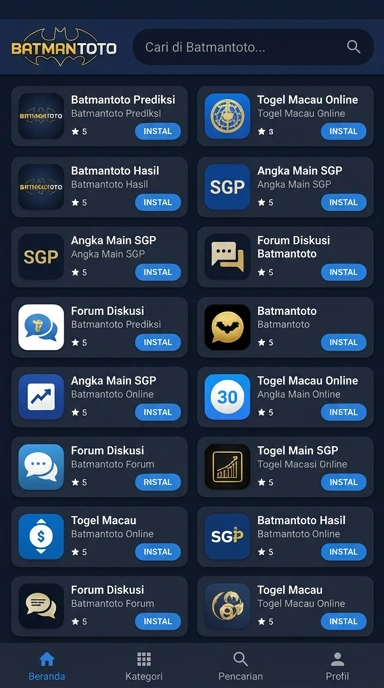 Tampilan katalog aplikasi batmantoto